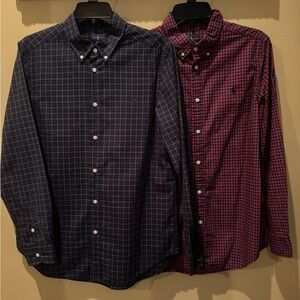 Ralph Lauren Boys Plaid Button-Down Shirts - Navy and Red